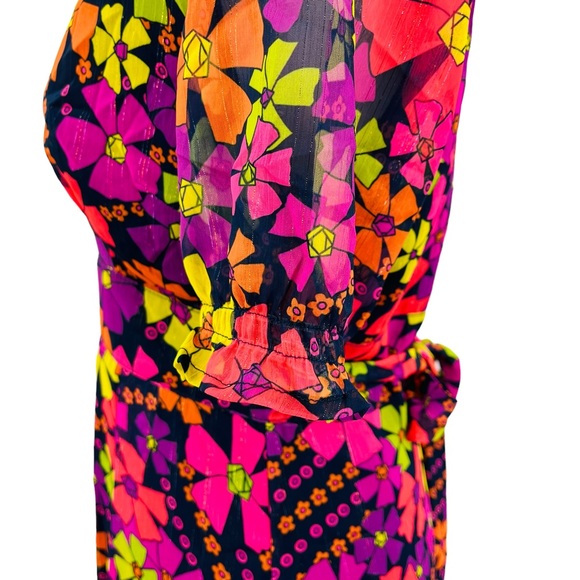 Julie Brown New York Floral Fit and Flare Dress Multicolor Metallic Sz 6 - Picture 6 of 12